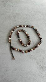 Prachtige ketting met passend armband, Ophalen, Zo goed als nieuw, Bruin