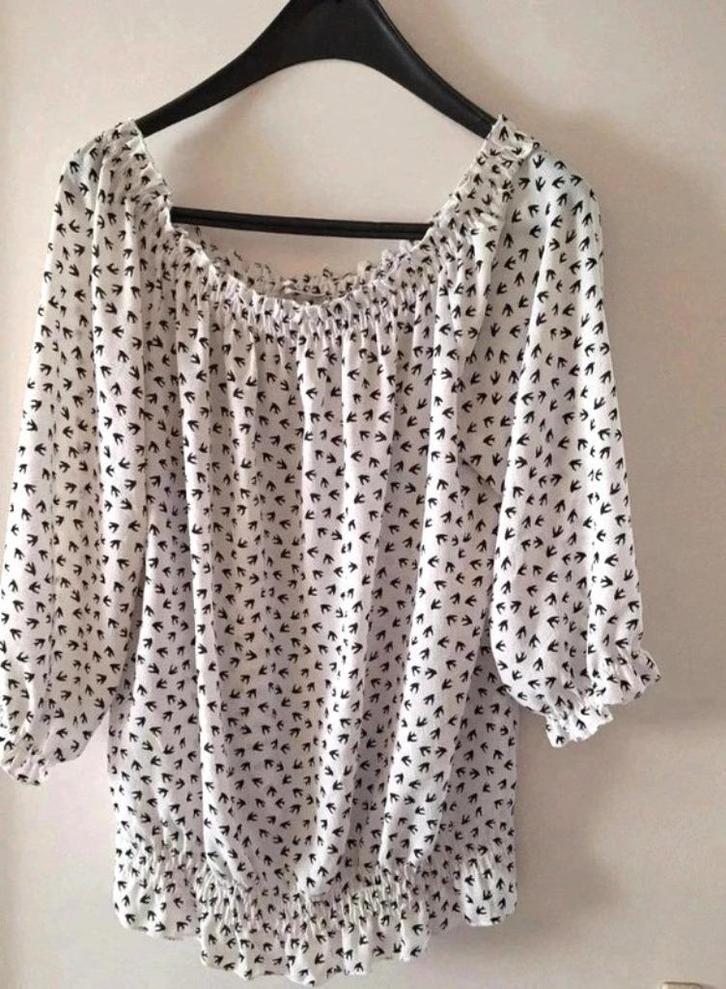 Typical Jill blouse one size zwaluwprint, Kleding | Dames, Blouses en Tunieken, Zo goed als nieuw, Wit, Ophalen of Verzenden