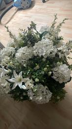 Zgan bloemstuk zilveren pot zijde bloemen, Ophalen of Verzenden, Zo goed als nieuw