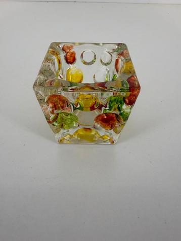 Kleurrijk kunstglas presse-papier / theelichthouder (6,5 cm) beschikbaar voor biedingen