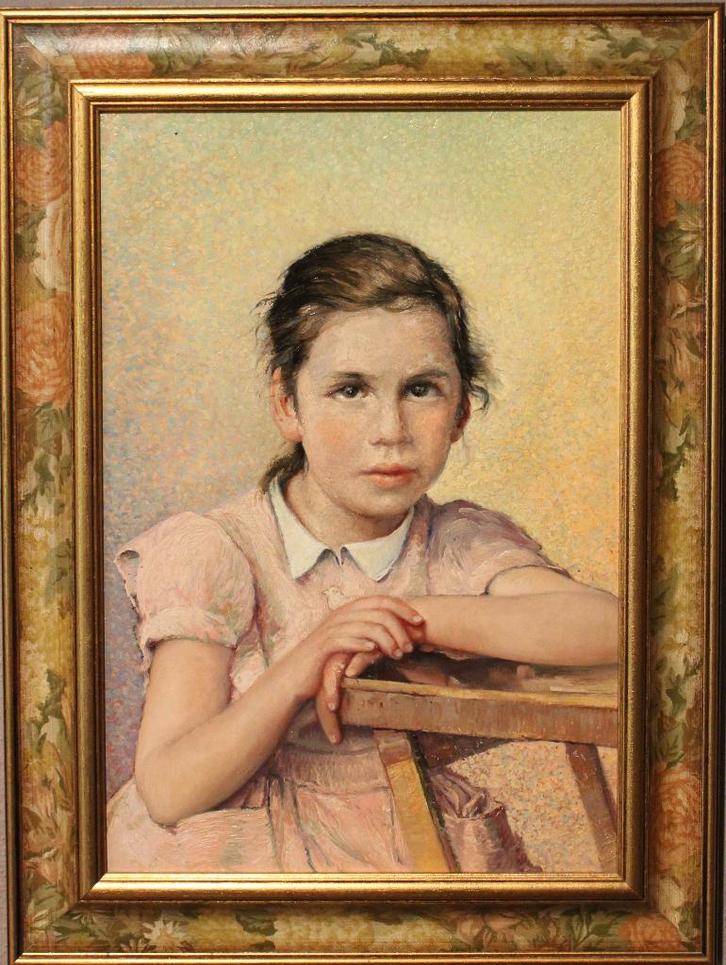 Mooi portret van een meisje, Antiek en Kunst, Kunst | Schilderijen | Klassiek, Ophalen of Verzenden