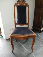 6 antieke eetkamerstoelen blauw/zwarte bekleding, Ophalen