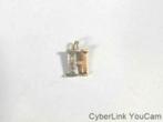 14001 14k Bicolor Gouden Letterhanger H met 2 Diamantjes, Sieraden, Tassen en Uiterlijk, Ophalen of Verzenden, Zo goed als nieuw