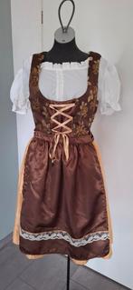 Dirndl oktoberfeest jurk bruin goudkleurig mt S 36 igs, Gold by Magic, Ophalen of Verzenden, Zo goed als nieuw, Kleding