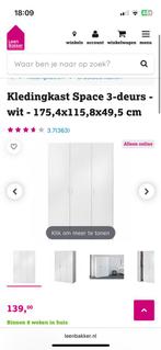 Kledingkast 3 deurs-wit, Huis en Inrichting, Ophalen of Verzenden, Zo goed als nieuw, 25 tot 50 cm, 150 tot 200 cm