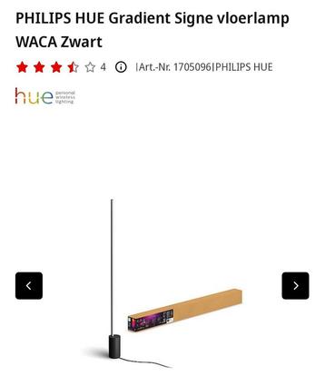 Philips Hue Gradient Signe vloerlamp Zwart beschikbaar voor biedingen