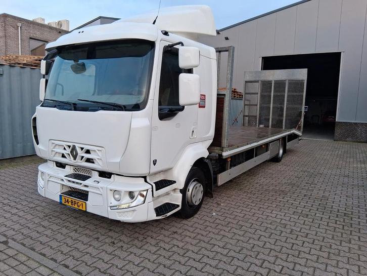 Renault D Midlum 12000 oprijwagen/machine/autotransporter, Auto's, Vrachtwagens, Particulier, Diesel, Euro 6, Automaat, Wit