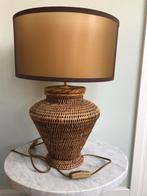 Rattan rotan tafellamp met kap, snoer en schakelaar, z.g.a.n, Ophalen of Verzenden, Zo goed als nieuw, Minder dan 50 cm