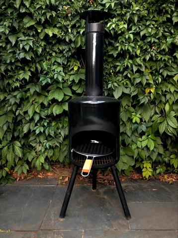 BonFeu Tuinhaard met Grillrooster Zwart Geëmailleerd Staal beschikbaar voor biedingen