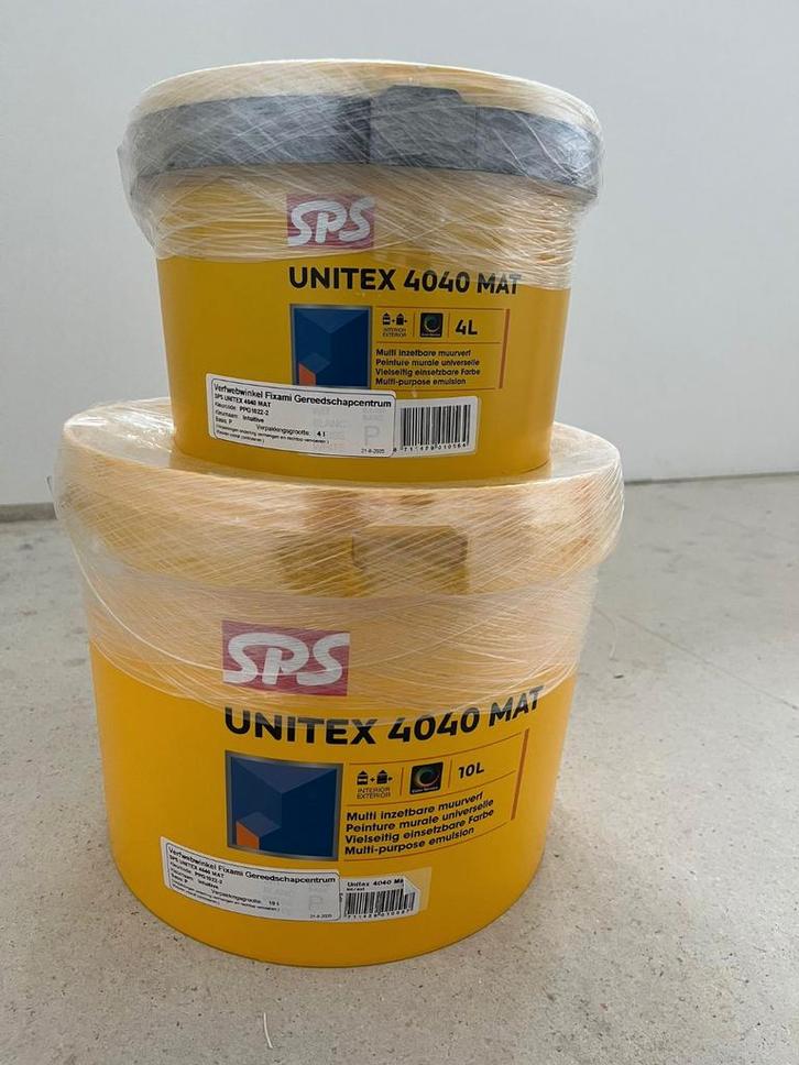SPS Unitex 4040 Mat Verf - 10L & 4L - Nieuw!, Doe-het-zelf en Verbouw, Verf, Beits en Lak, Nieuw, Verf, 10 tot 15 liter, Overige kleuren