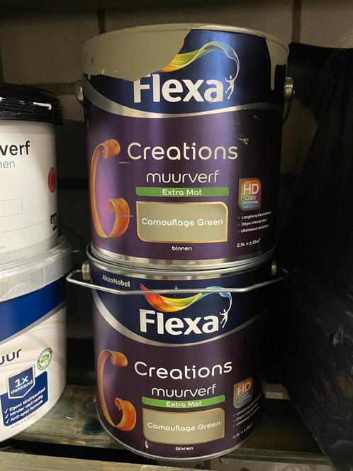 Flexa muurverf camouflage green, Doe-het-zelf en Verbouw, Verf, Beits en Lak, Zo goed als nieuw, Verf, Minder dan 5 liter, Groen