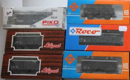 6 goederenwagens NS tijdperk 3 grijs Roco / Liliput / Piko, Hobby en Vrije tijd, Modeltreinen | H0, Zo goed als nieuw, Wagon, Gelijkstroom