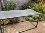 Tuintafel met glas, gegalvaniseerd staal, Tuin en Terras, Ophalen, Zo goed als nieuw, Rechthoekig, Metaal