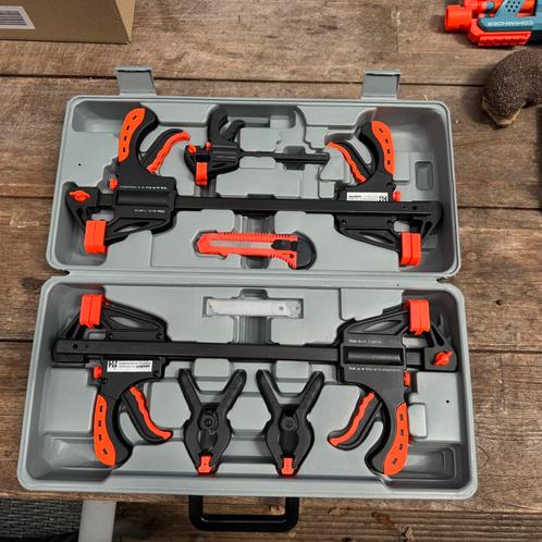 Lijmklemset / Lijmtangset / Snelspan compleet in opbergdoos, Doe-het-zelf en Verbouw, Gereedschap | Handgereedschap, Zo goed als nieuw