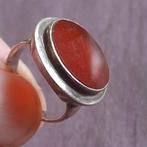 Verzilverde Oosterse Ring Kind met Carneool Kornalijn, Verzenden, Kleiner dan 17, Dame, Zilver