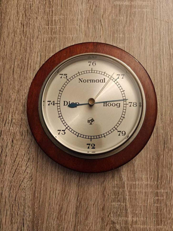 Vintage Barometer - Mooie Houten Lijst, Audio, Tv en Foto, Weerstations en Barometers, Gebruikt, Barometer, Ophalen of Verzenden