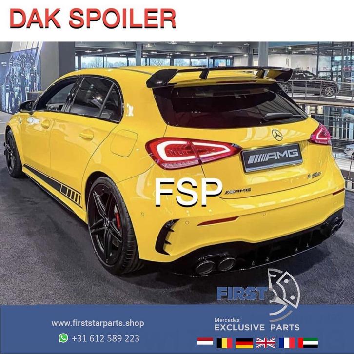 W177 A45 AMG DAK SPOILER Mercedes A Klasse 2018-2022 ZWART D, Auto-onderdelen, Carrosserie en Plaatwerk, Achterklep, Mercedes-Benz