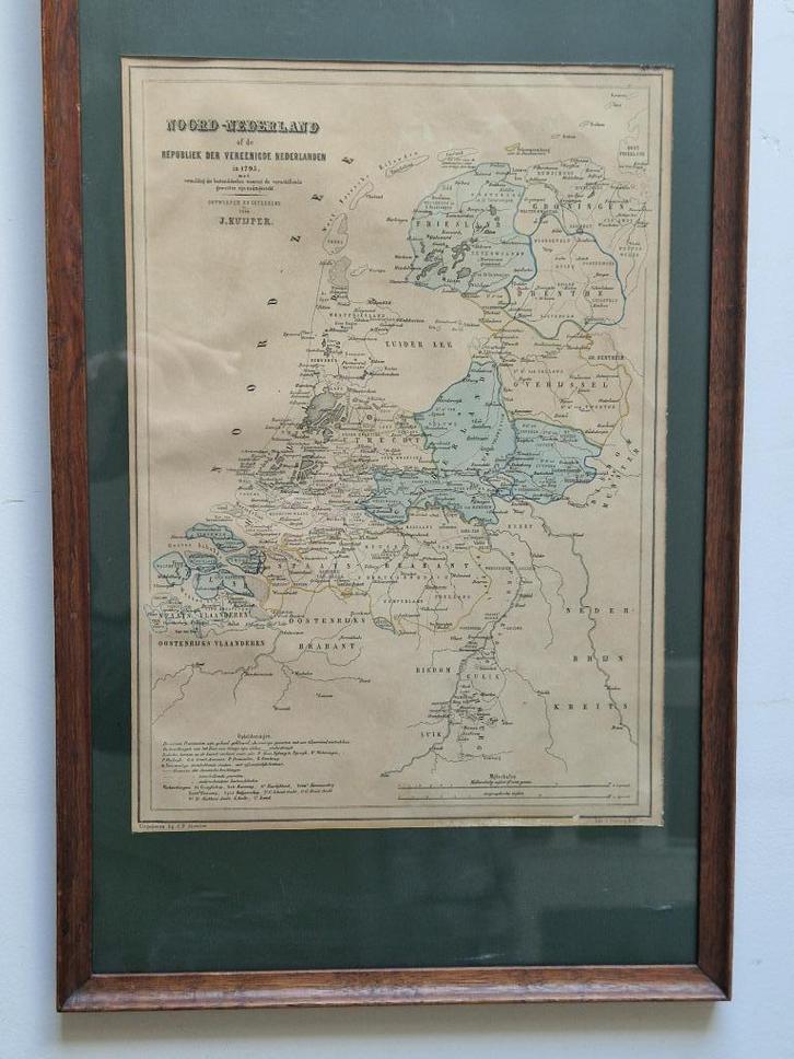 Kaart Noord-Nederland 1795, Boeken, Atlassen en Landkaarten, Gelezen, Landkaart, Nederland, Voor 1800, Ophalen of Verzenden