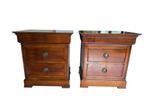 2 Roche Bobois nachtkastjes -massief hout, luxe Frans design, Ophalen