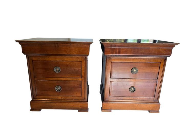 2 Roche Bobois nachtkastjes -massief hout, luxe Frans design, Huis en Inrichting, Slaapkamer | Nachtkastjes, Ophalen