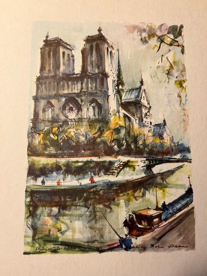 Notre Dame (Parijs) Marius Girard, Antiek en Kunst, Kunst | Litho's en Zeefdrukken, Ophalen of Verzenden