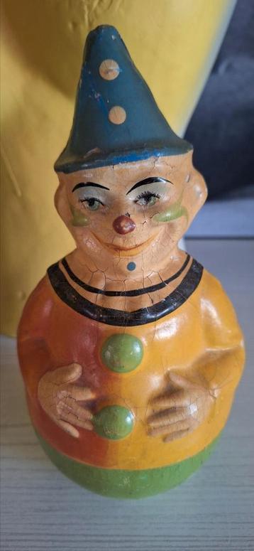 Antieke Roly Poly Schoenhut clown tuimelaar papier maché beschikbaar voor biedingen