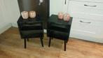 Set van 2 zwarte nachtkastjes/bijzettafels, Minder dan 45 cm, Zo goed als nieuw, Hout, 55 tot 70 cm
