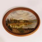 Oud schilderij op terracotta ondergrond  victoriaans, Ophalen of Verzenden