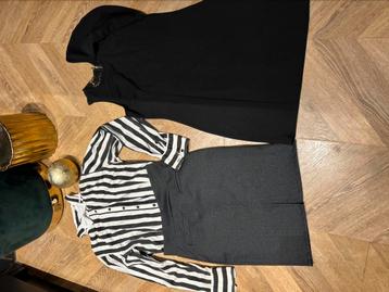 Gestreepte blouse blouse jurk kant zwat maat l rok set beschikbaar voor biedingen