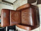 Bruin leren handverstelbare relaxfauteuil, Huis en Inrichting, Fauteuils, Ophalen of Verzenden, Gebruikt, 75 tot 100 cm, Leer