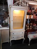 Witte barok lade kast vitrine kast met verlichting, Ophalen, 50 tot 100 cm, Zo goed als nieuw, Minder dan 100 cm