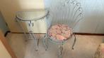 Metalen Stoel & Wandtafel met Glasplaat - Gebruikt, Huis en Inrichting, Stoelen, Ophalen, Gebruikt, Vintage, Metaal