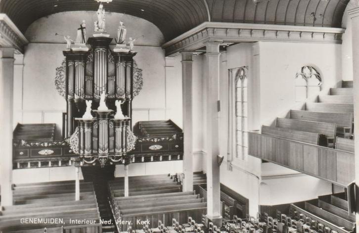 GENEMUIDEN Ned. Herv. Kerk Interieur met Orgel, Verzamelen, Ansichtkaarten | Nederland, Gelopen, Overijssel, 1960 tot 1980, Verzenden