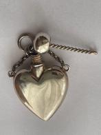 Antieke zilveren Hanger : Hartvormig Parfumflesje, Ophalen of Verzenden, Zilver, Hanger