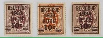 België 1933 - OBP 375-375a-376 -Heraldieke leeuw, met opdruk beschikbaar voor biedingen