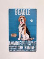 Beagle hond eigenschappen reclamebord van metaal wandbord, Dieren en Toebehoren, Info@deconoord.nl, Deco Noord, Nieuw, Ophalen of Verzenden