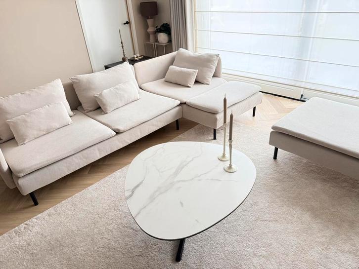 Ikea hoekbank en hocker soderham, Huis en Inrichting, Banken | Complete zithoeken, Gebruikt, Ophalen