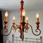 Houten hanglamp met 5 armaturen, Ophalen, Gebruikt, Vintage, 75 cm of meer