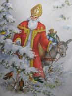 Oude Sinterklaas Kaart uit 1959 - Sint met Ezel / Vogels, Verzamelen, Ansichtkaarten | Themakaarten, Verzenden, 1940 tot 1960