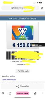 vvv cadeukaart €150, Tickets en Kaartjes, Eén persoon, Cadeaubon, VVV-bon
