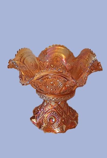 Antieke schaal & vaas Marigold Carnivalsglas Goudsbloem	 beschikbaar voor biedingen