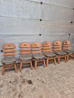Spanish Brutalist Fishbone Chairs in Oak and Bouclé, 1960s, Ophalen, Bruin, ., Zo goed als nieuw