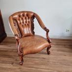 Leren vintage fauteuil, Huis en Inrichting, Stoelen, Ophalen, Gebruikt, Bruin, Eén