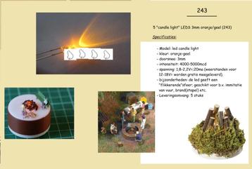 MTHO - 5 “candle light” LEDS 3mm oranje/geel (243) beschikbaar voor biedingen