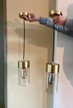 2 Gouden hanglampen van glas, merk Present Time, Ophalen of Verzenden, Zo goed als nieuw, Glas, Minder dan 50 cm