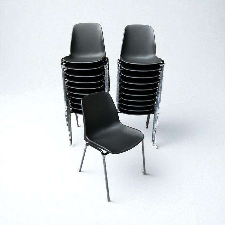 Zwarte stapelstoelen nieuw kantinestoelen stapelbare stoelen, Huis en Inrichting, Stoelen, Nieuw, Vijf, Zes of meer stoelen, Kunststof