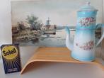 Blauw koffiepotje met bloemenopdruk, Ophalen of Verzenden