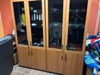 Kantoor kast bureau en lederen stoel, Ophalen, Houten, Info@hout.nl, Zo goed als nieuw