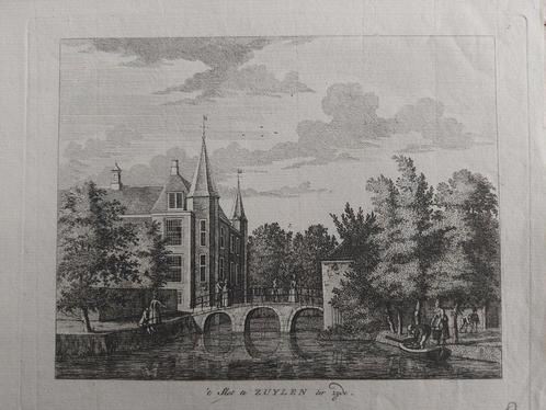 5 / 't slot Zuylen ter zijde  - Zuilen Gravure uit ca 1760, Antiek en Kunst, Kunst | Etsen en Gravures, Ophalen of Verzenden