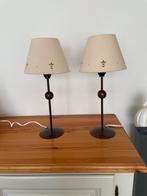 Twee schemerlampjes met kap, Huis en Inrichting, Lampen | Tafellampen, Ophalen, Zo goed als nieuw, Metaal, Minder dan 50 cm